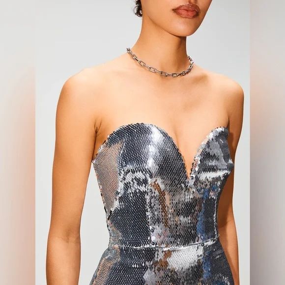 Alex Perry Hunter MIDI Dress Silver - Picture 8 of 10